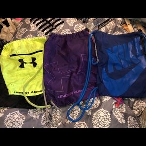 Nike and Under Armor Drawstring Backpacks
